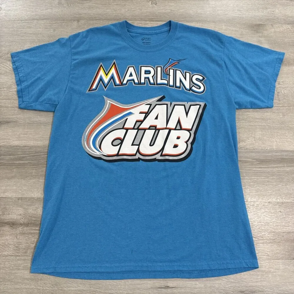 Miami Marlins Shirt Fan Club Baseball Men's Blue XL Cotton Blend Tee MLB